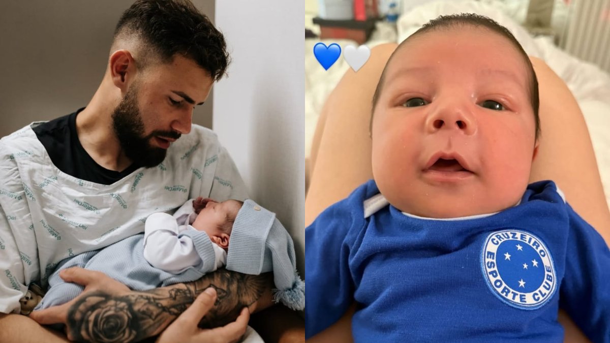 Goleiro Matheus Cunha e o filho Pedro Lucca (foto: Reprodução)