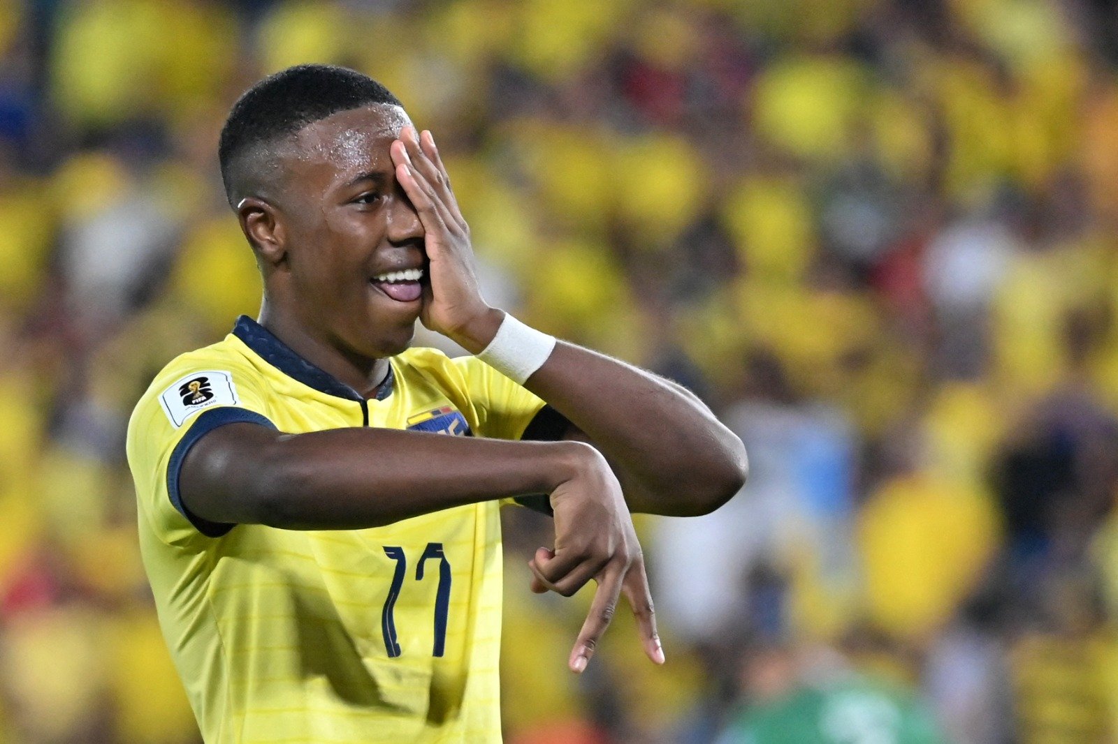 Alan Minda comemora gol pela Seleção Equatoriana (foto: Marcos Pin/AFP)