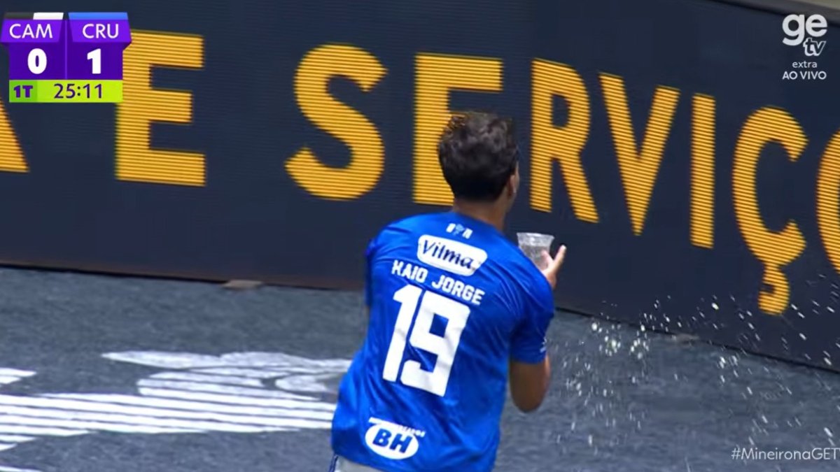 Kaio Jorge abriu o placar para o Cruzeiro no clássico contra o Atlético (foto: Reprodução/GE TV)