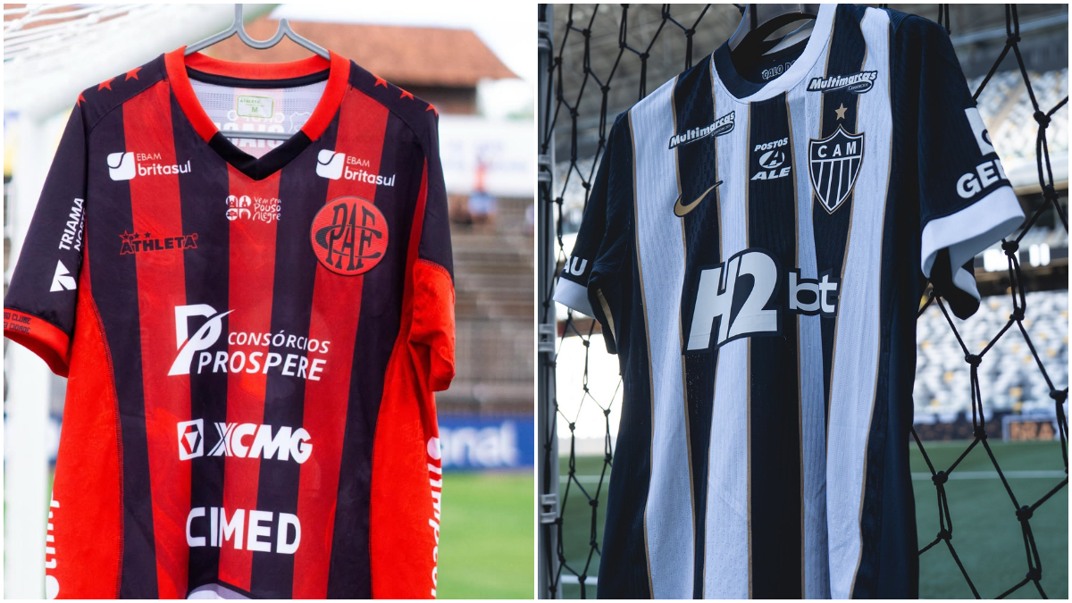 Camisas de Pouso Alegre Atlético (foto: Divulgação/Pouso Alegre e Pedro Souza/Atlético)