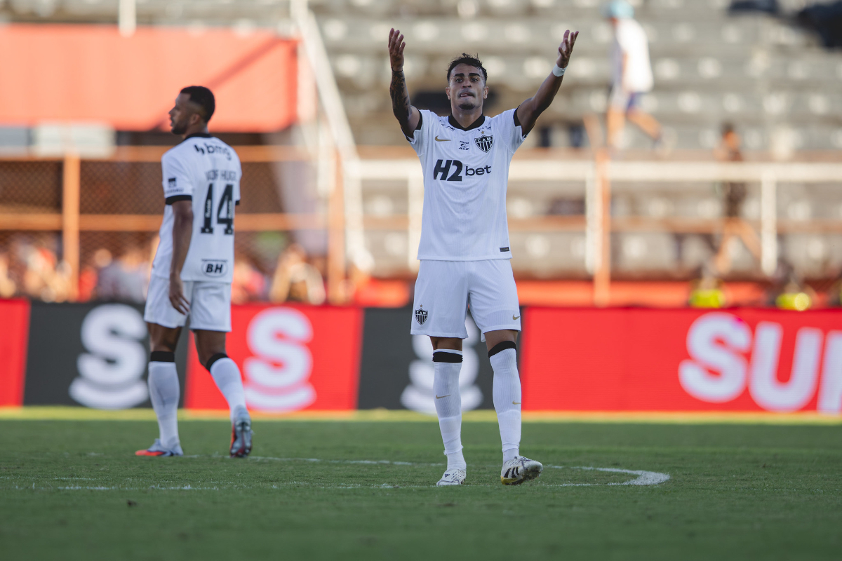 Reinier comemora gol pelo Atlético sobre o Pouso Alegre (foto: Pedro Souza/Atlético)