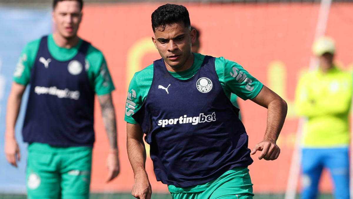 Bruno Rodrigues, atacante do Palmeiras, em treinamento (foto: Cesar Greco/Palmeiras)