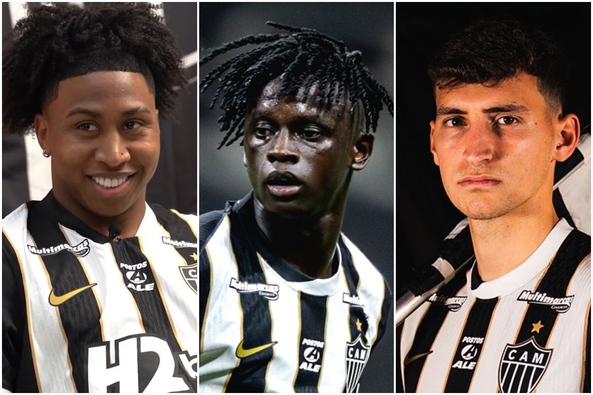 Preciado, Cissé e Pérez: três dos nove estrangeiros do Atlético (foto: Montagem com imagens de Divulgação/Atlético)
