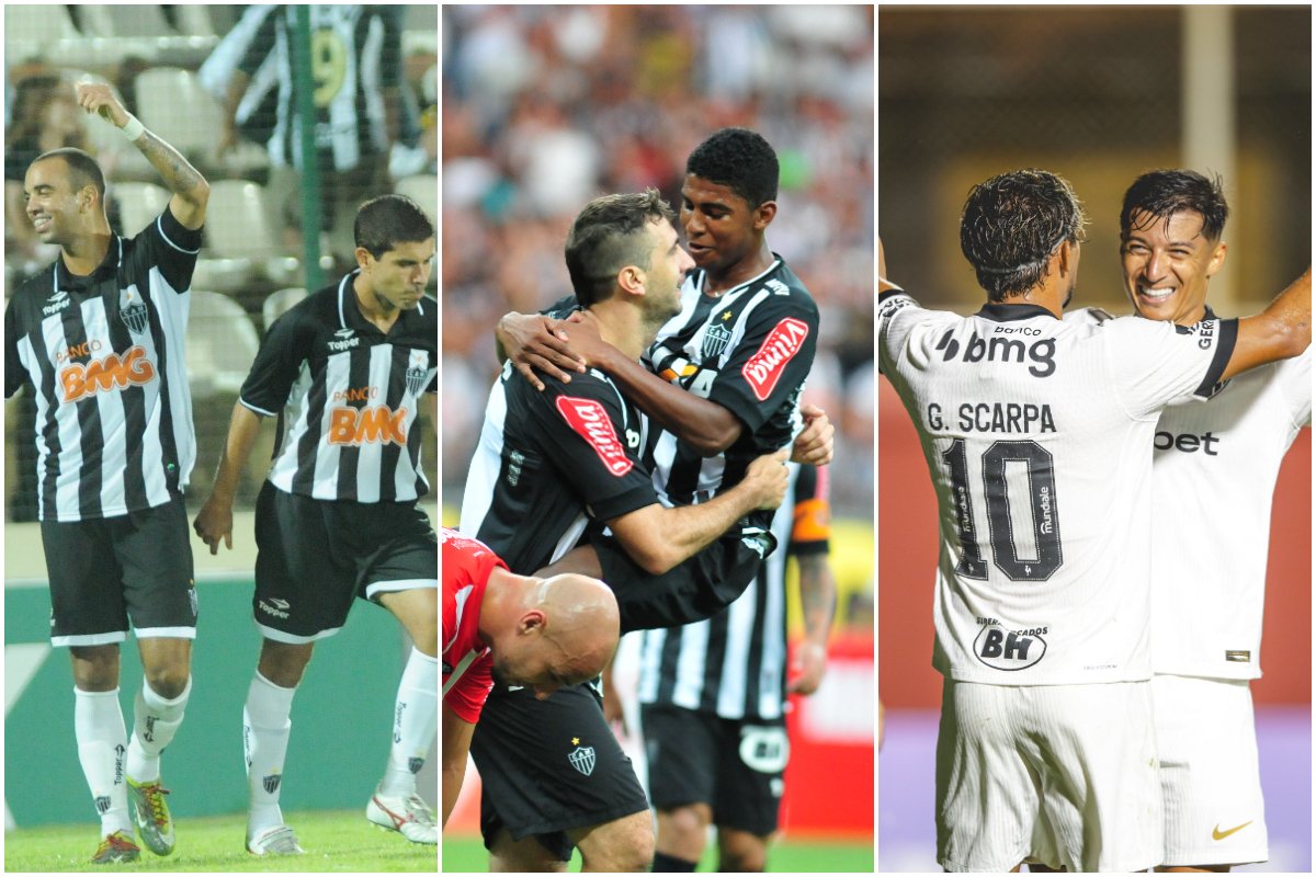 Atlético protagonizou algumas grandes goleadas neste século (foto: Montagem com imagens de Jorge Gontijo/EM/D.A Press, Alexandre Guzanshe/EM/D.A Press e Pedro Souza/Atlético)