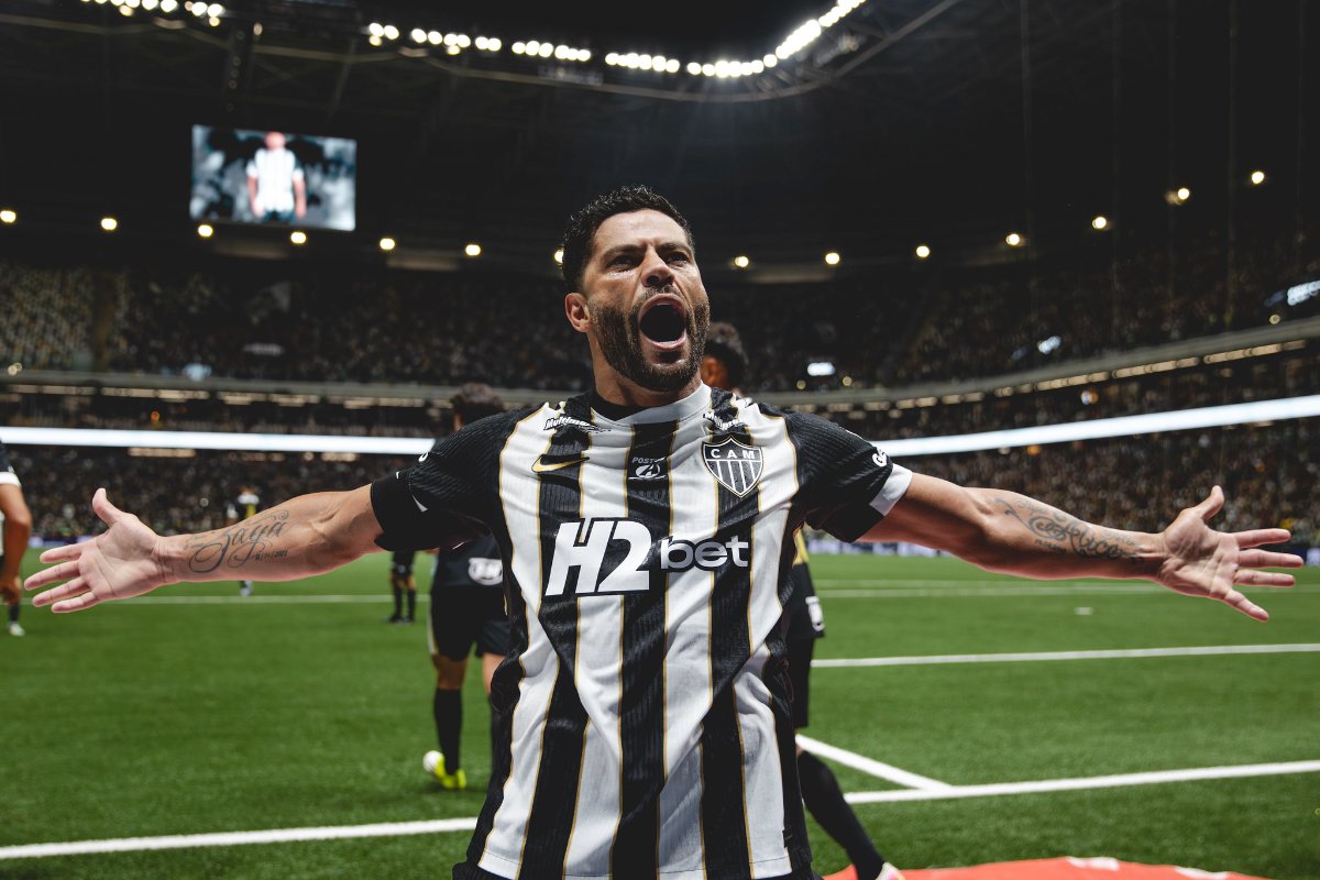 Hulk comemora gol pelo Atlético contra o Cruzeiro, na Arena MRV (foto: Pedro Souza/Atlético)