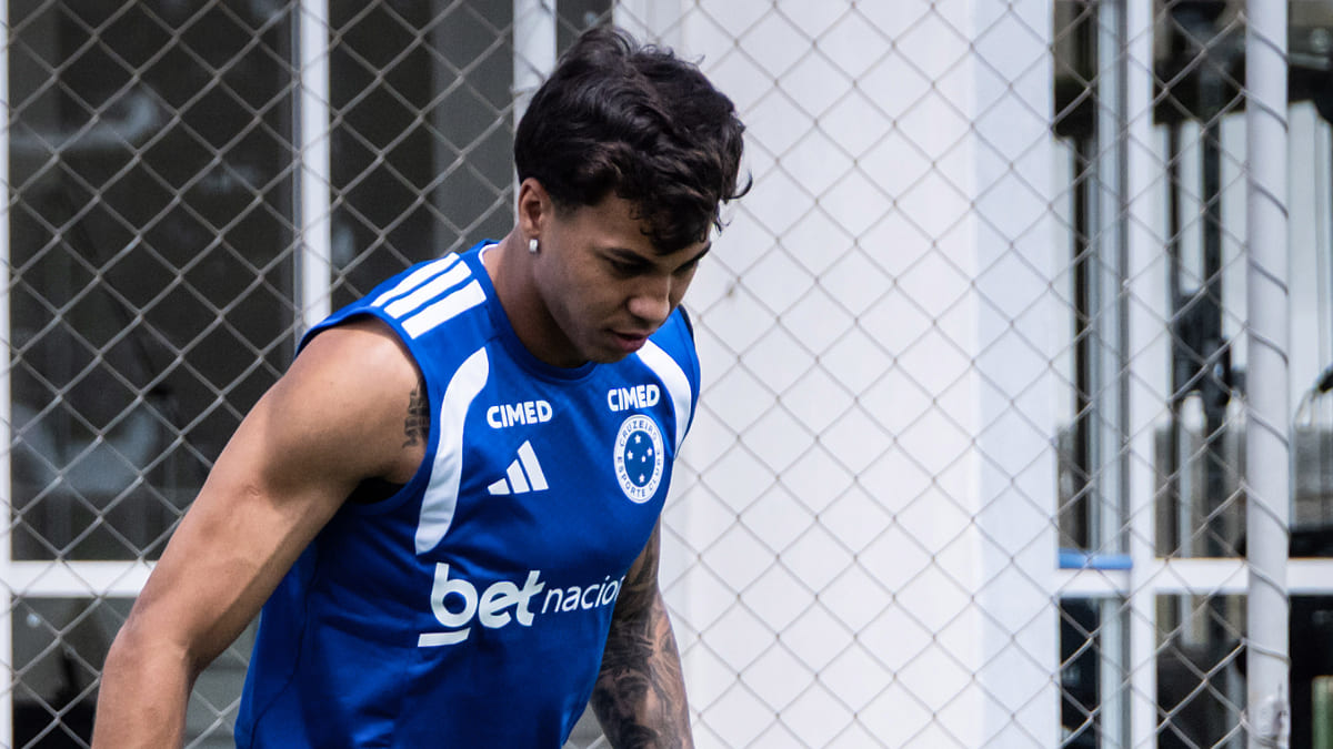Kaio Jorge, atacante do Cruzeiro, em treinamento na Toca da Raposa 2, em Belo Horizonte (foto: Gustavo Aleixo/Cruzeiro)