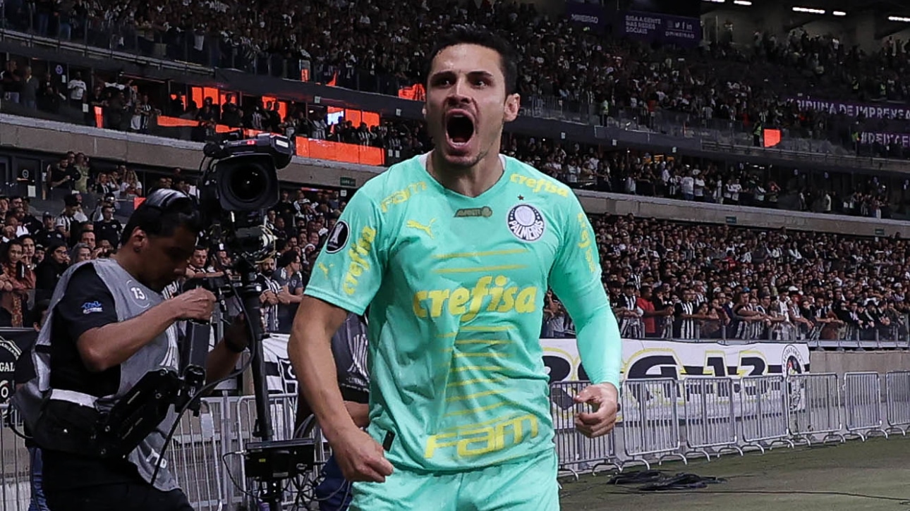 Raphael Veiga comemorando gol no Atlético x Palmeiras (foto: Cesar Greco/Palmeiras)