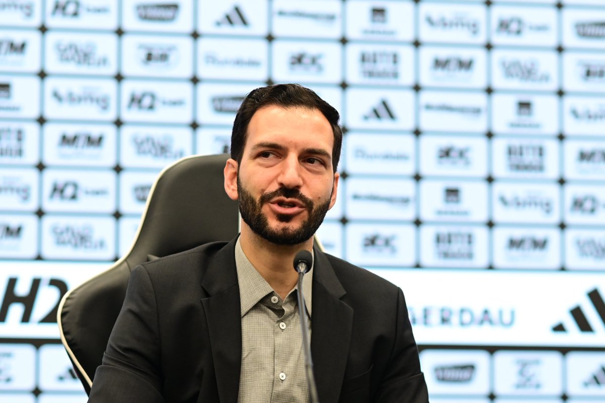 Pedro Daniel, novo CEO do Atlético, durante entrevista na Arena MRV (foto: Leandro Couri/EM/D.A. Press)
