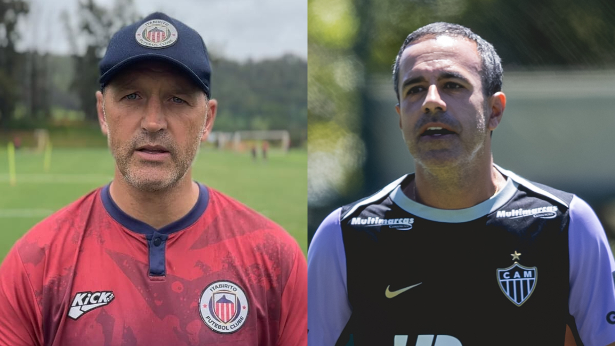 Marcelo Caranhato, técnico do Itabirito (foto: Antônio Lucas/Itabirito e Pedro Souza/Atlético)