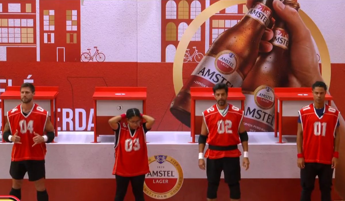 Participantes do BBB 26 na final da prova do líder (foto: Reprodução Big Brother Brasil 2026)
