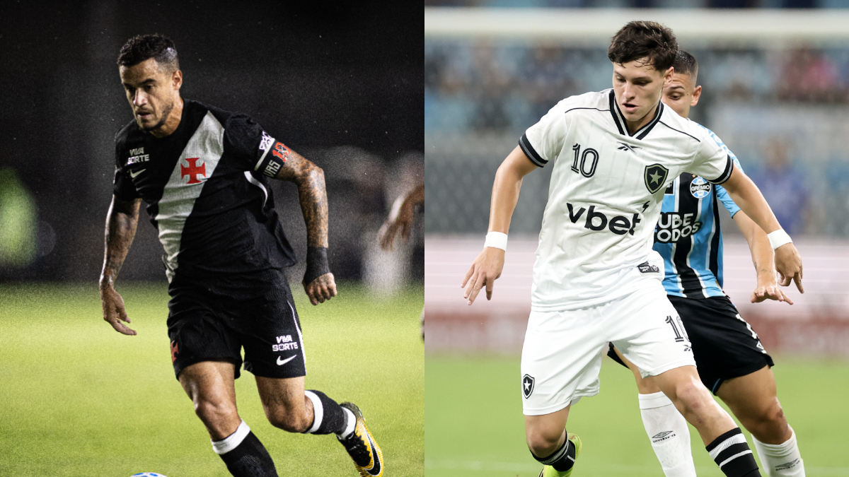 Philippe Coutinho, do Vasco, e Montoro, do Botafogo. (foto: Matheus Lima/Vasco; Vitor Silva/Botafogo.)