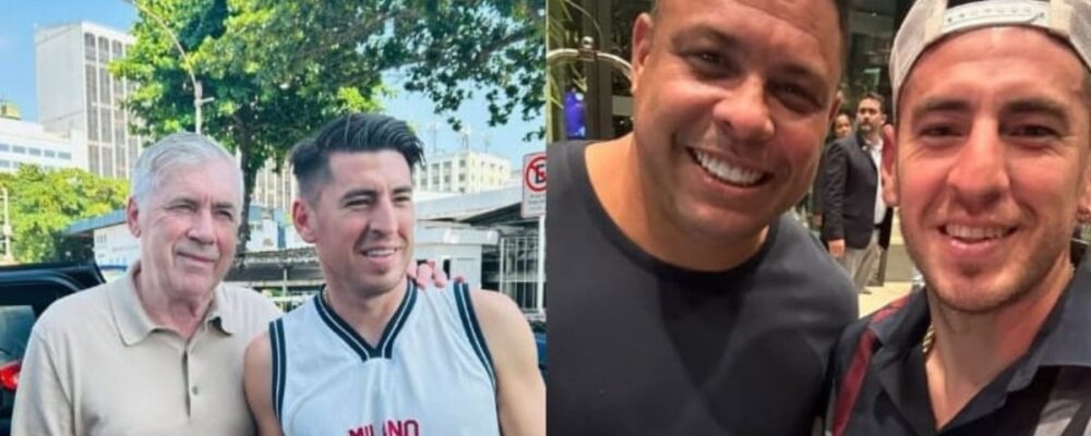 Villalba, do Cruzeiro, encontra Ronaldo e Ancelotti no Rio: ‘Inesquecível’
