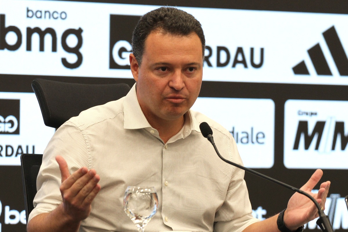 Rafael Menin em entrevista na Arena MRV, estádio do Atlético (foto: Jair Amaral/EM/D.A. Press)