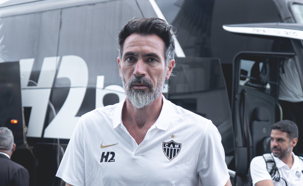 Eduardo Domínguez, treinador do Atlético (foto: Pedro Souza/Atlético)