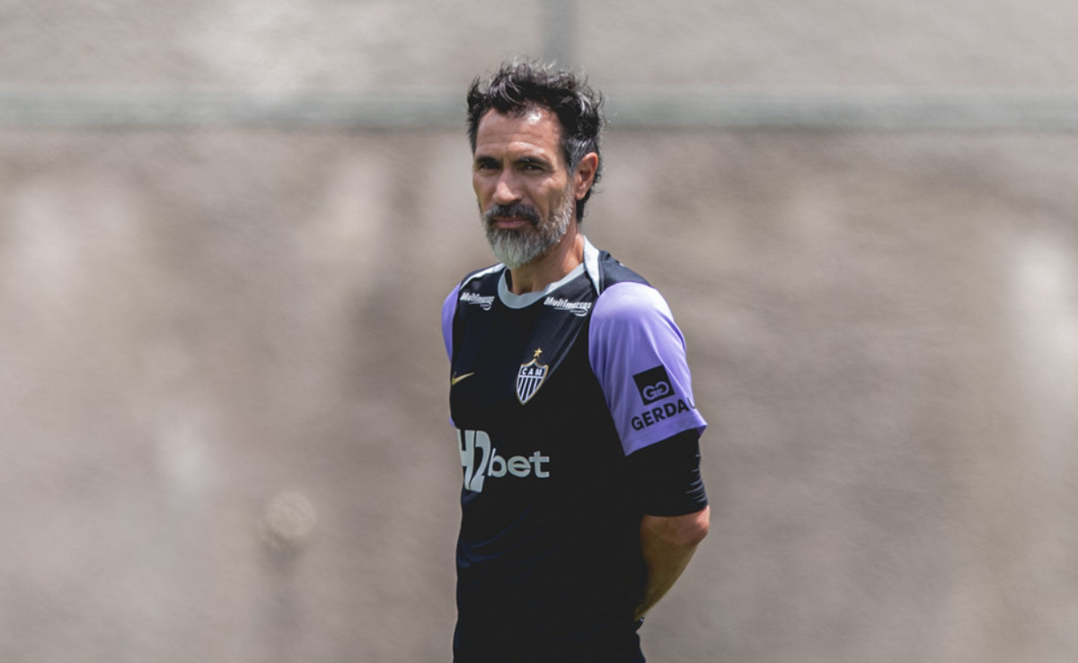 Eduardo Domínguez, treinador do Atlético (foto: Pedro Souza/Atlético)