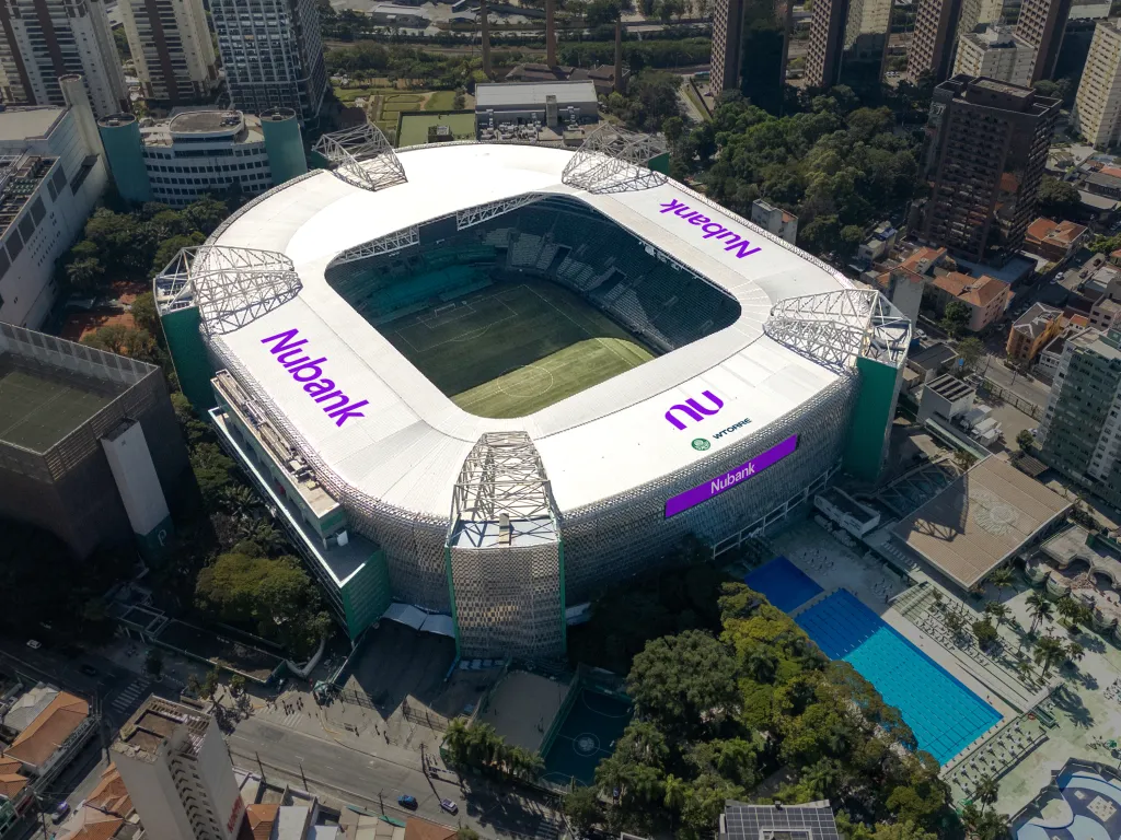 Projeto visual do estádio do Palmeiras em parceria com a Nubank - (foto: Reprodução/Nubank)