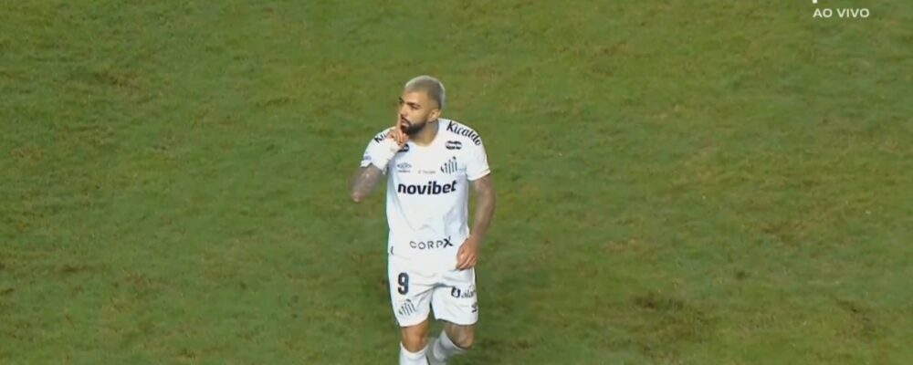 Gabigol marca e recebe cartão vermelho por gesto obsceno em Santos x Vitória