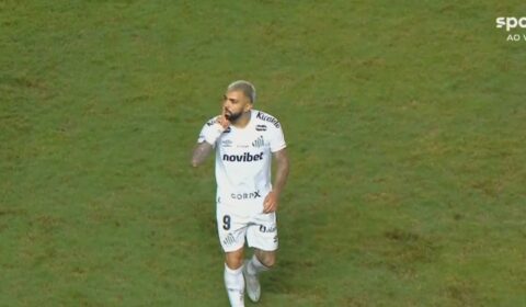 Gabigol marca e recebe cartão vermelho por gesto obsceno em Santos x Vitória