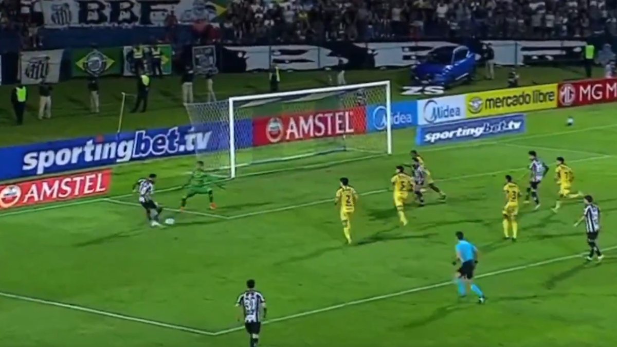 Neymar faz gol pelo Santos e comemora com Robinho Jr.; assista