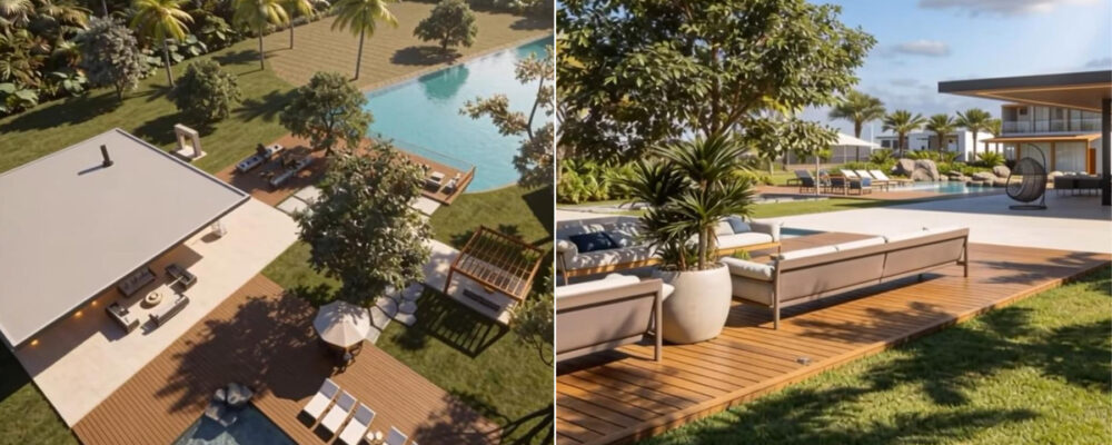 O projeto de refúgio de luxo com piscina, campo de futebol e lazer de cria do Atlético