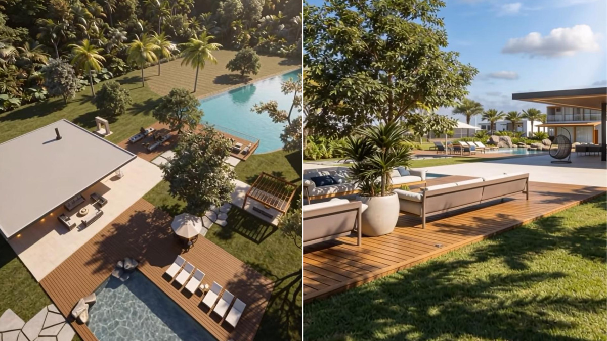 O projeto de refúgio de luxo com piscina, campo de futebol e lazer de cria do Atlético