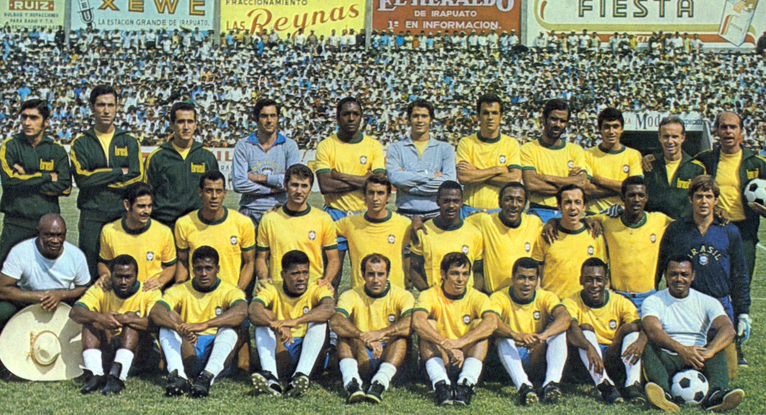 Dadá Maravilha fez parte do elenco da Seleção campeã da Copa de 1970 (é o terceiro entre os agachados, da esquerda para a direita) - (foto: Divulgação)