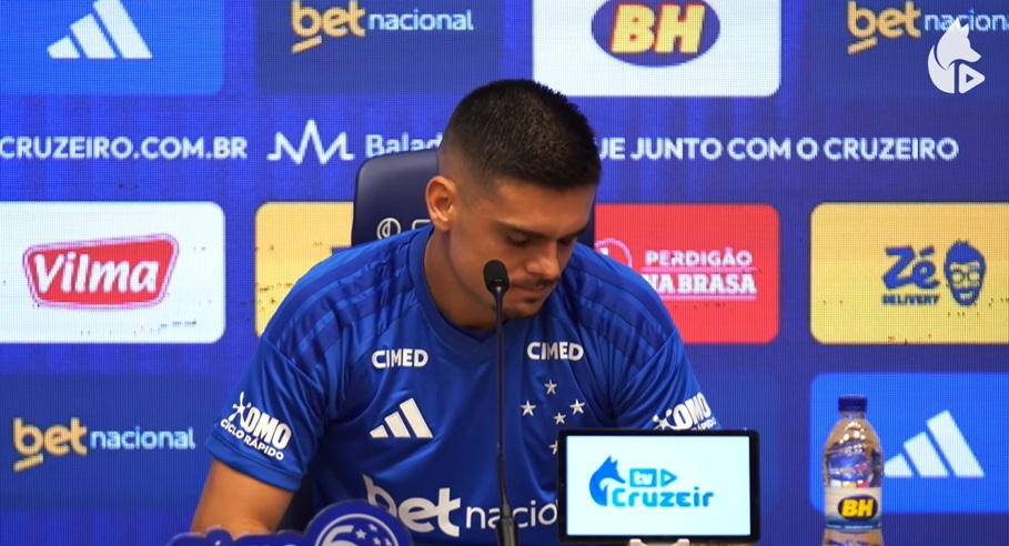 ‘Tio Pec’: atacante se emociona com recado do Menino Gui em apresentação no Cruzeiro