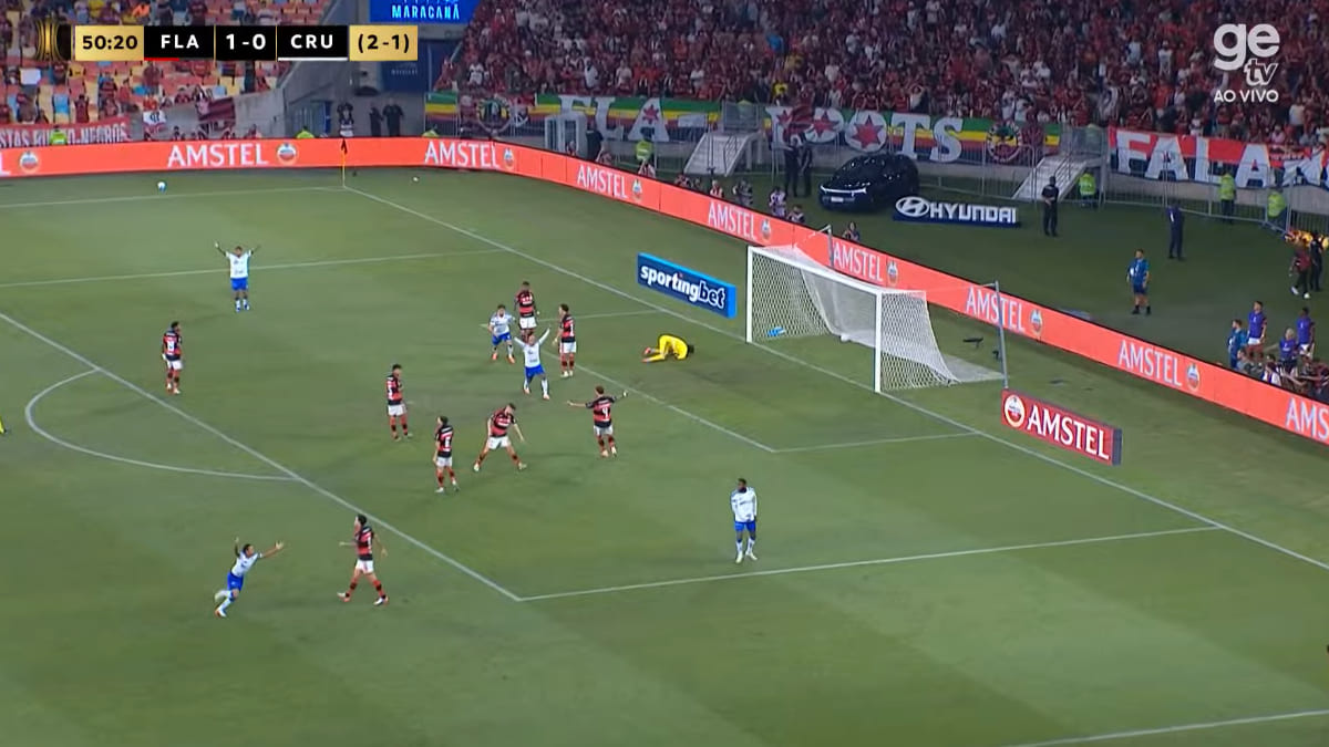 Lucas Romero deixou tudo igual no Maracanã, contra o Flamengo, pelas oitavas de final da Copa Libertadores - (foto: Reprodução/GeTV)