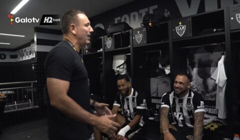 Guilherme brinca com jogadores do Atlético sobre lance: ‘Quase quebrei a sala’