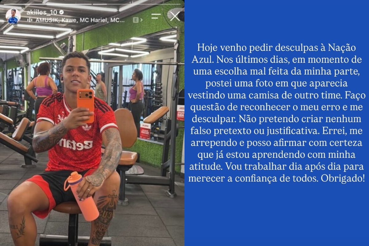 Jogador do Cruzeiro pede desculpas por vestir camisa do Flamengo: ‘Aprendendo’